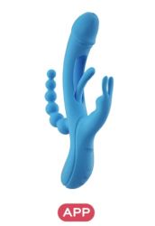 Trilux - App-Controlled Kinky Finger Rabbit Vibrator with Anal Beads-Blue