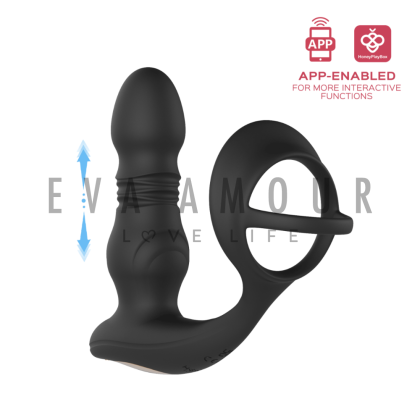 Cyrus App-Controlled Thrusting Prostate Massager with Cock Ring - Black