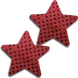 Glitter Red Shiny Dot Star Pasties Set