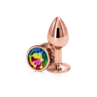 Rear Assets Rose Gold Butt Plug with Rainbow Jewel - Small