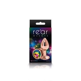 Rear Assets Rose Gold Butt Plug with Rainbow Jewel - Small