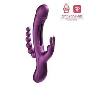 TRILUX App-Controlled Kinky Finger Rabbit Vibrator with Anal Beads-Purple