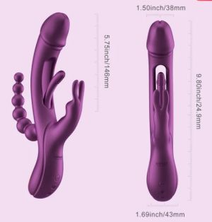 Trilux - App-Controlled Kinky Finger Rabbit Vibrator with Anal Beads-Blue